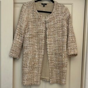 Elegant Cream Tweed Women's Coat